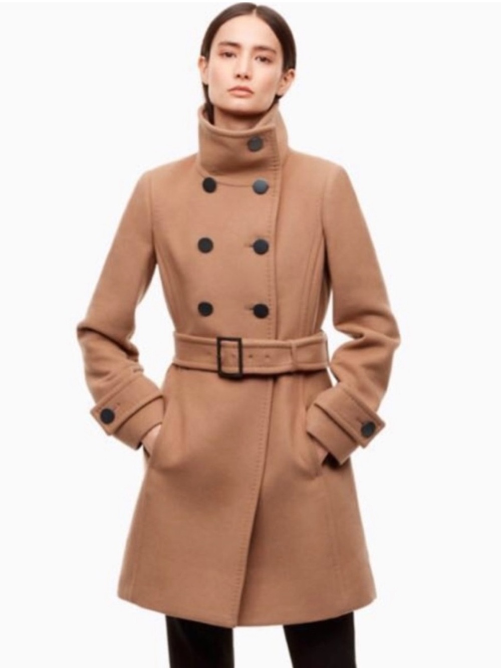 Aritzia T. Babaton virgin wool & cashmere bromley coat XS Tan Quiet Luxury